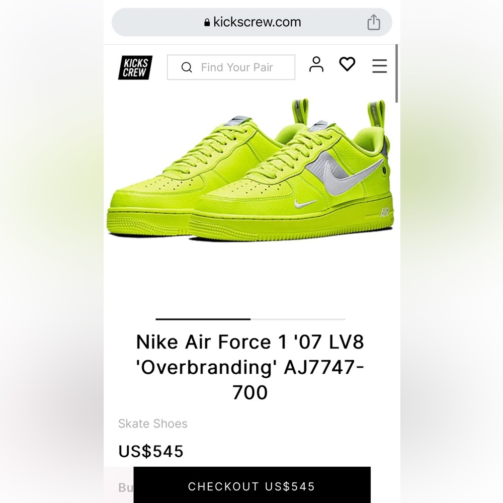 2018 Air Force 1 '07 LV8 'Overbranding' Limited Edition Highlighter yell… - Picture 4 of 14
